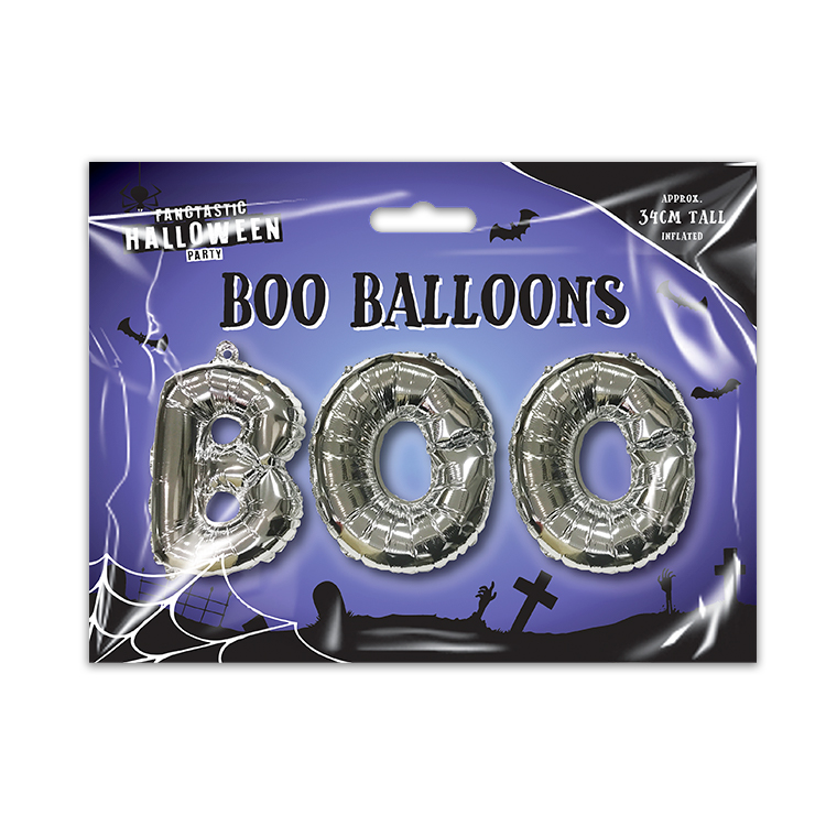 Boo Balloon Banner Silver - Kids Stuff For Less