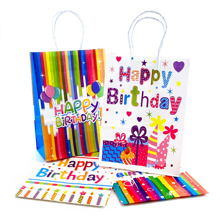 Brights Happy Birthday Party Bags x 4 - Image 3