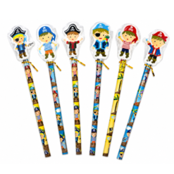 Pesky Pirate Pencils + Eraser Toppers x 6 ( Party Bag Special )
