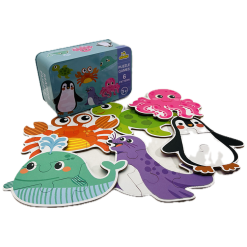 Super Deluxe 6 In 1 Sea Creatures Puzzles In Tin