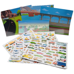 Transport Mega Sticker Scene Bundle ( 4 Big Boards And Stickers )