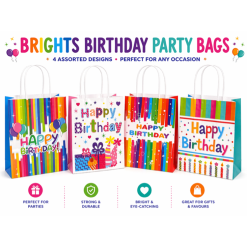 Brights Happy Birthday Party Bags x 4