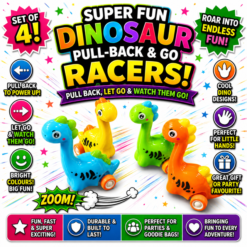 Dinosaur Pull Back And Go Deluxe Racers x 4