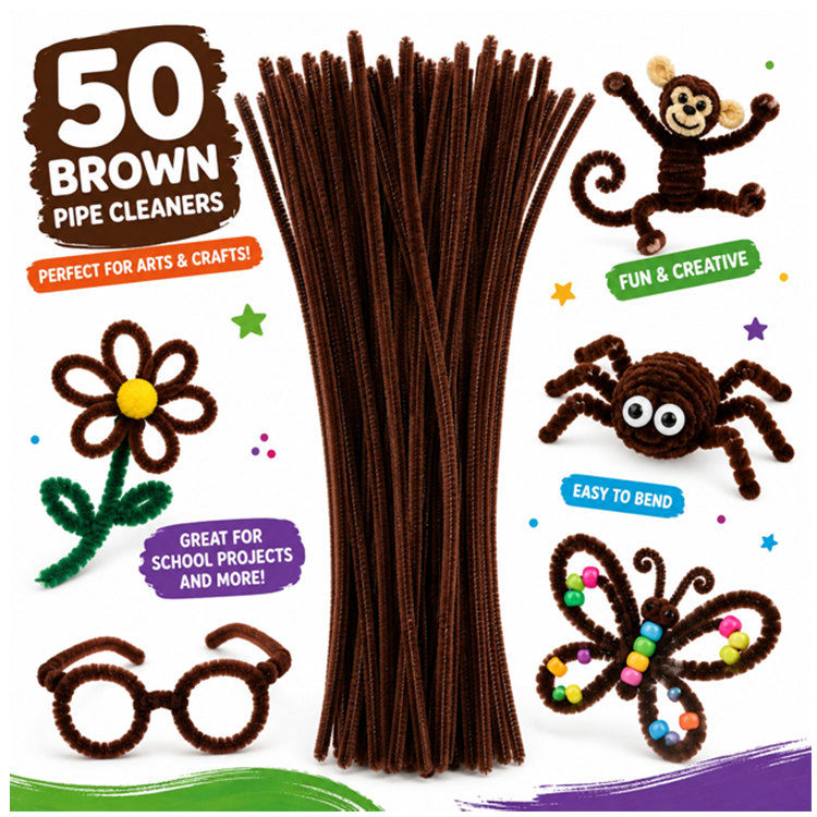 Brown Pipe Cleaners Big Value 50pc Pack