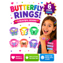 Pretty Butterfly Rings x 6