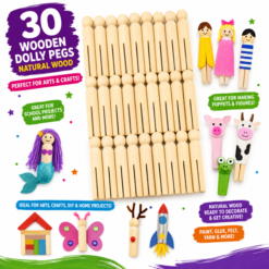 Wooden Craft Dolly Pegs 30pc Mega Mix