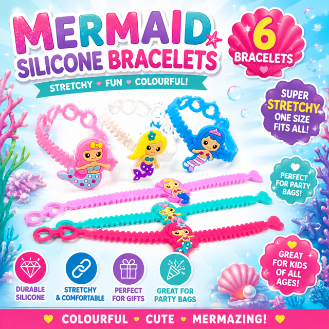 Mermaid Stretch Bracelets x 6 ( PARTY BAG SPECIAL )