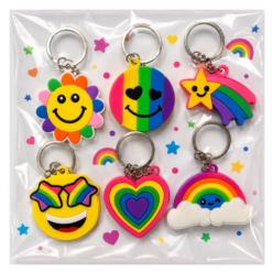 Rainbow Super 3D Keyrings x 6 ( ONE OFF SPECIAL )