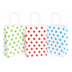 Trendy White Star Party Bags x 6 ( Big Value Mix )
