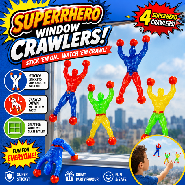 Sticky Superheroes Crawlers x 4