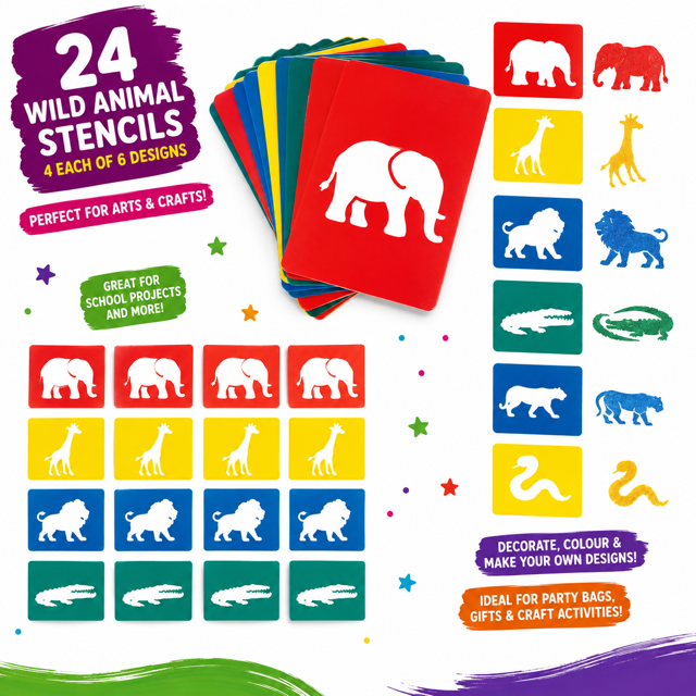 Jungle Animals Stencil Bulk 24pc Mix
