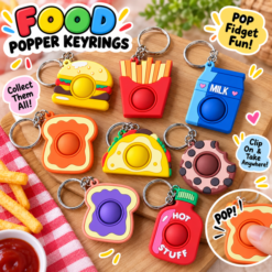 Foodie Fidget Popper 3D Key Chains x 8