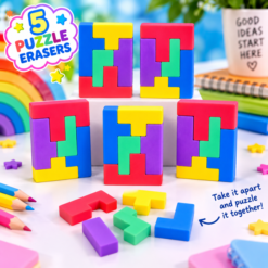 Rainbow Super Puzzle Erasers 5 Pack