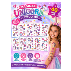 Rainbow Unicorns Mega Value Tattoo Sheets x 40