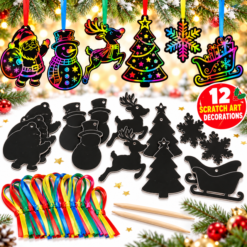 Xmas Scratch Art Shapes 12 Pack Mega Mix