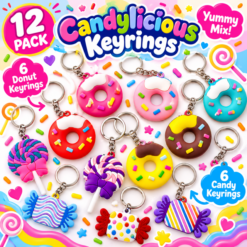 Sweets & Candy Novelty Keyrings and Bag Charms – Candylicious Pack of 12